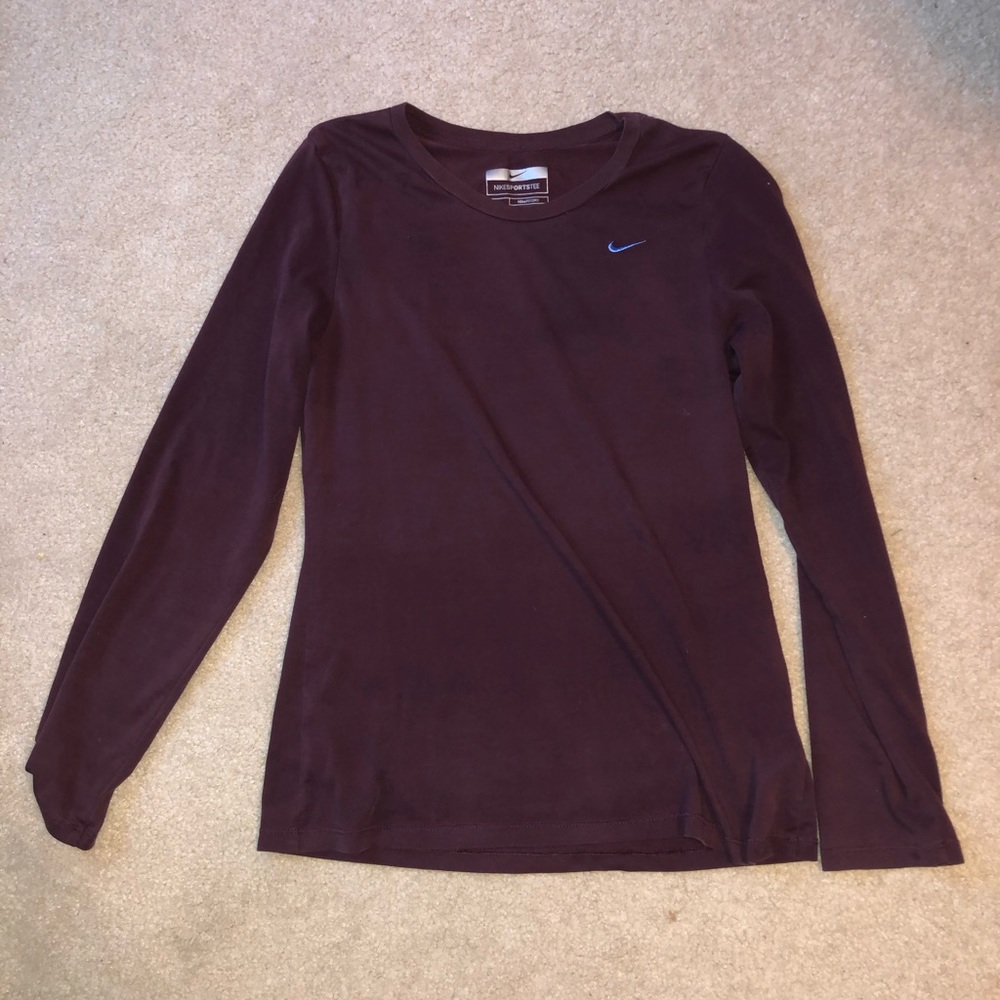 Nike maroon running long sleeve, size L